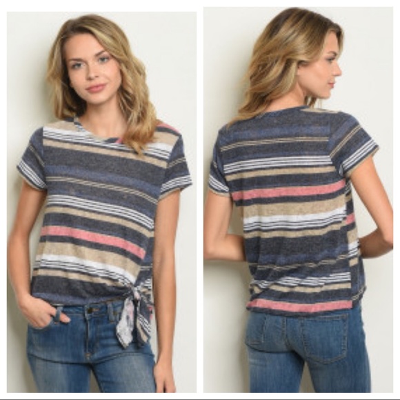 Tops - Striped Side Knotted Top